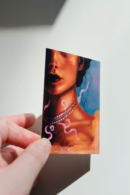 Period Era Woman with Spooky Necklace Art Print, Regency Victorian Gothic Art (ACEO)