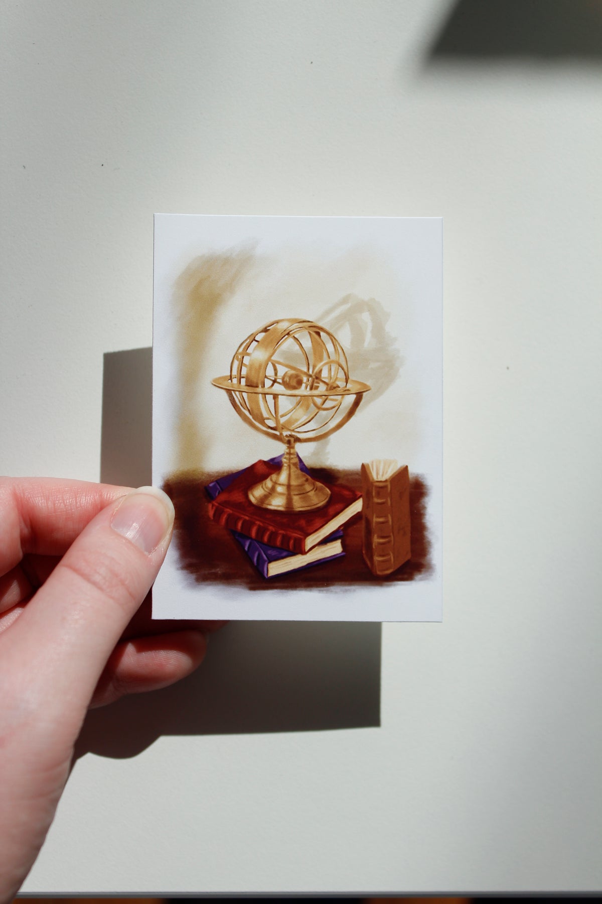Academia Desk Astronomy Globe Art Print, Vintage Desk Miniature Art (ACEO)