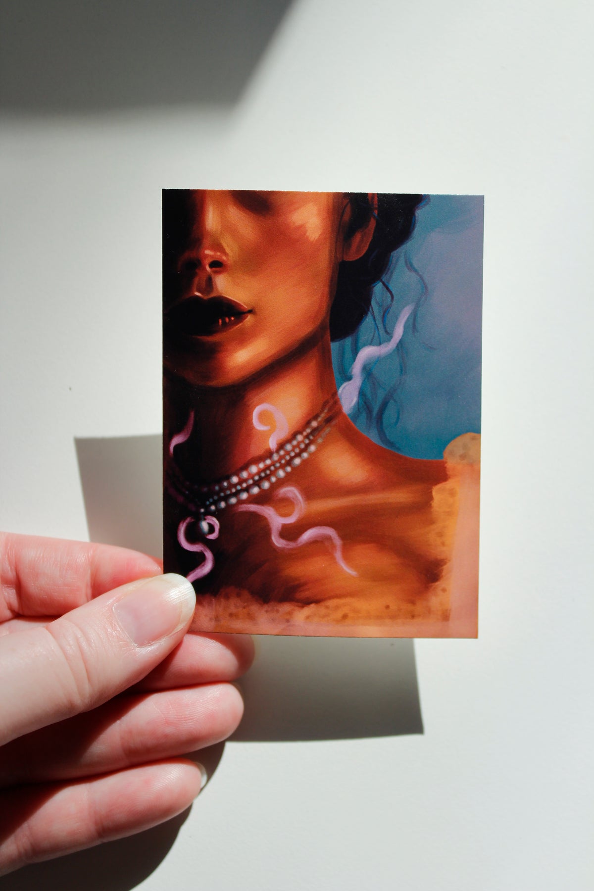 Period Era Woman with Spooky Necklace Art Print, Regency Victorian Gothic Art (ACEO)