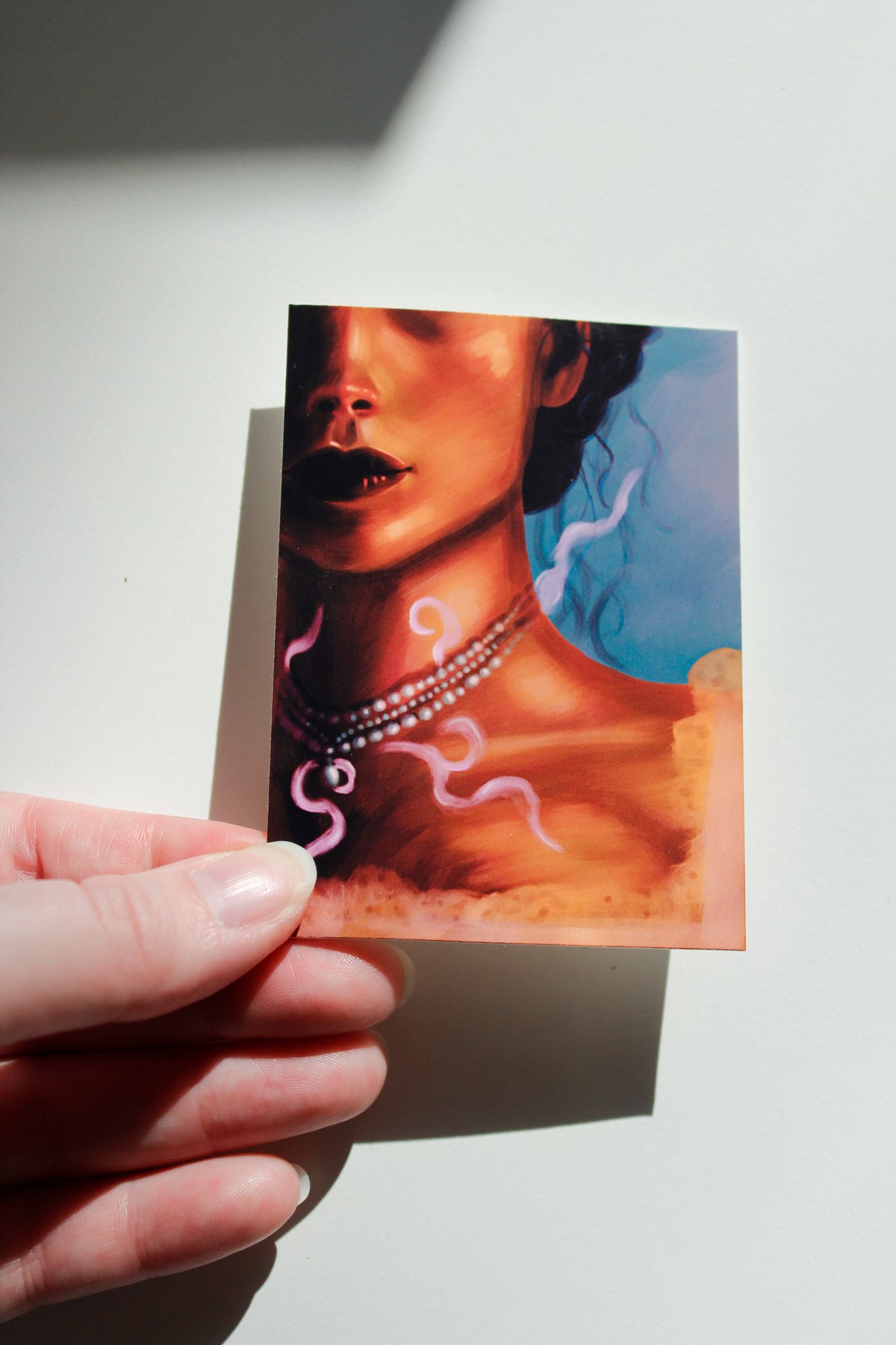 Period Era Woman with Spooky Necklace Art Print, Regency Victorian Gothic Art (ACEO)