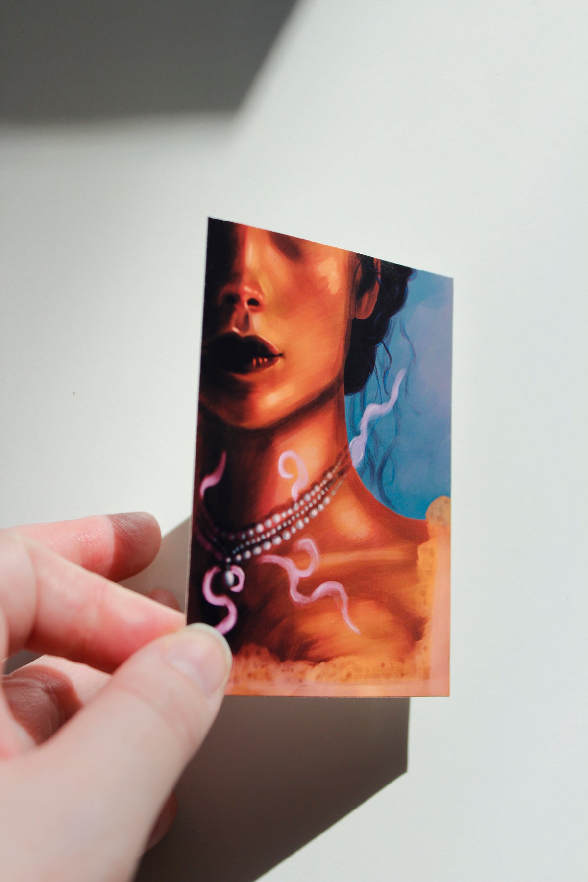 Period Era Woman with Spooky Necklace Art Print, Regency Victorian Gothic Art (ACEO)