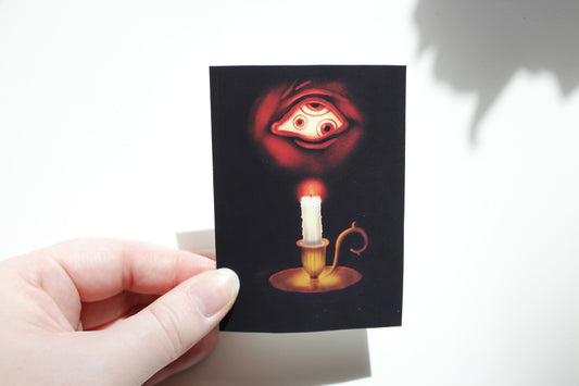 Creepy Monster by Candlelight Art Print, Spooky Eerie Art (ACEO)